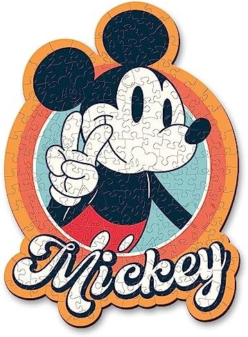 Trefl Disney 160 Piece Jigsaw Puzzle Retro Mickey Mouse Wood Craft Irregular Shapes, 10 Puzzles of Disney Symbols, Modern Premium Jigsaw, for Adults and Children from 9 Years Old