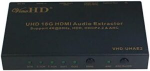 ViewHD UHD 18G HDMI Audio Extractor/Splitter Support HDMI v2.0 | HDCP v2.2 | 4K@60Hz | HDR | ARC | 3.5MM Analog Audio Output | Toslink Optical Audio Output | HDMI Audio Output | Model: VHD-UHAE2
