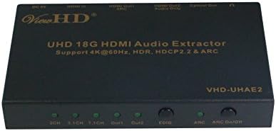 ViewHD UHD 18G HDMI Audio Extractor/Splitter Support HDMI v2.0 | HDCP v2.2 | 4K@60Hz | HDR | ARC | 3.5MM Analog Audio Output | Toslink Optical Audio Output | HDMI Audio Output | Model: VHD-UHAE2