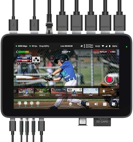 YoloLiv YoloBox Ultra, The Ultimate Horizontal/Vertical NDI Live Streaming Equipment Switcher Monitor Encoder Recorder, for Facebook, YouTube, Instagram, Tiktok, RTMPS